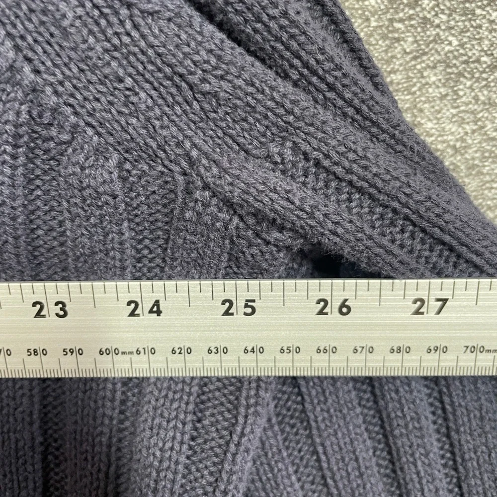 Tasso Elba Sweater Mens XL Navy Blue Cable Knit 100% Cotton Crew Neck Pullover